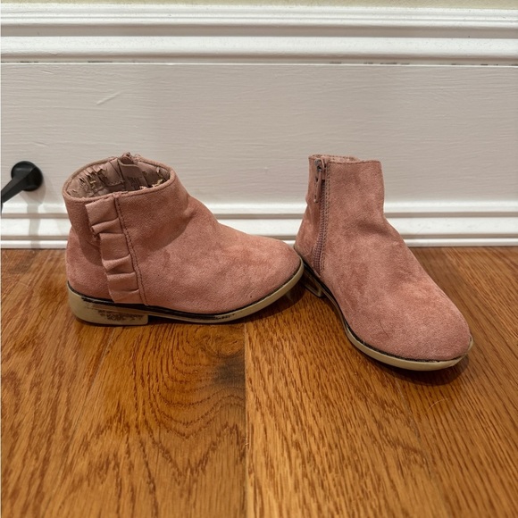 Cat & Jack Girls Toddler Size 7 Mauve Pink Suede Fringe Booties - Picture 1 of 8